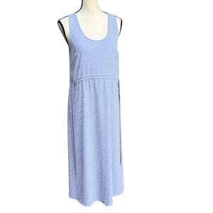 Athleta Light Blue Scoop Neck Gathered Waist Sleeveless Midi Dress Small S